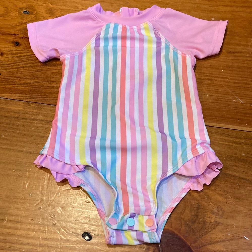 FLOATIMINI 18M Candy Stripe Zip Up Swim Bathing Suit 1-PC